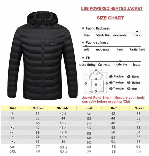 USB-heated-jacket-size-chart-beaniehelmets-riding gear