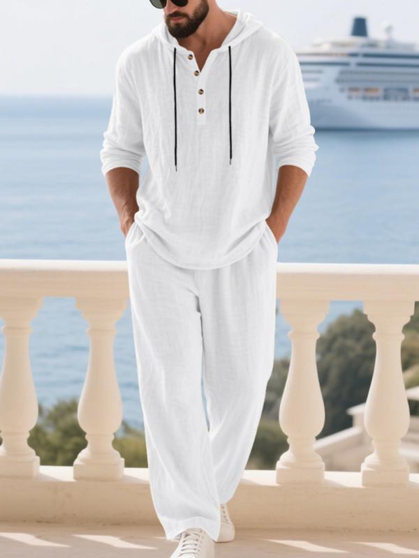 Men's Trendy Linen Hooded Two-Piece Set