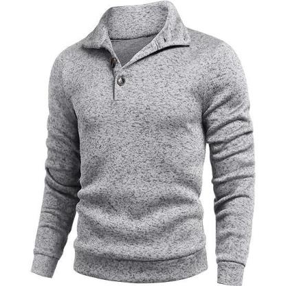 Men's Grey Fitted Long Sleeve Turtleneck Pullover Sweater