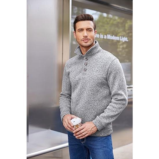 Men's Grey Fitted Long Sleeve Turtleneck Pullover Sweater