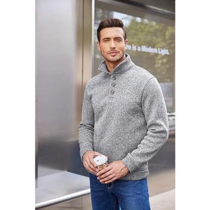 Men's Grey Fitted Long Sleeve Turtleneck Pullover Sweater