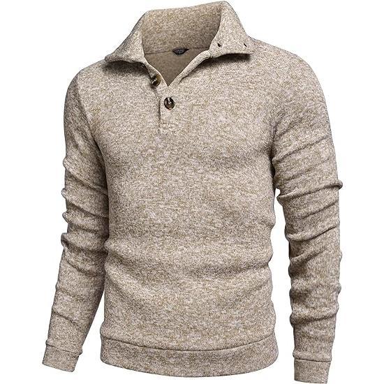 Men's Grey Fitted Long Sleeve Turtleneck Pullover Sweater