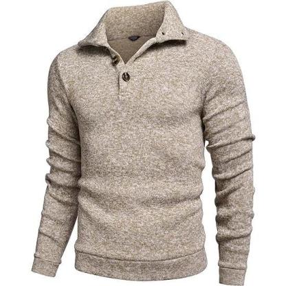 Men's Grey Fitted Long Sleeve Turtleneck Pullover Sweater