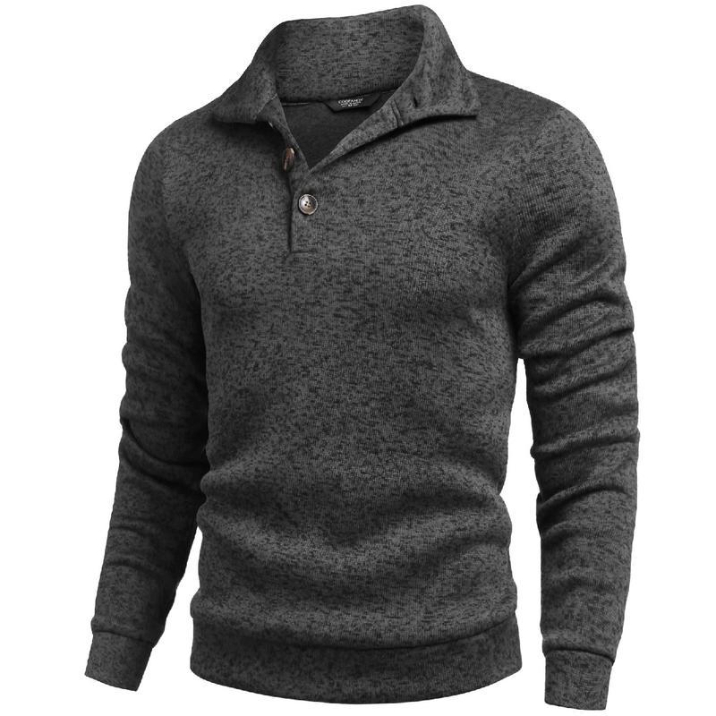 Men's Grey Fitted Long Sleeve Turtleneck Pullover Sweater