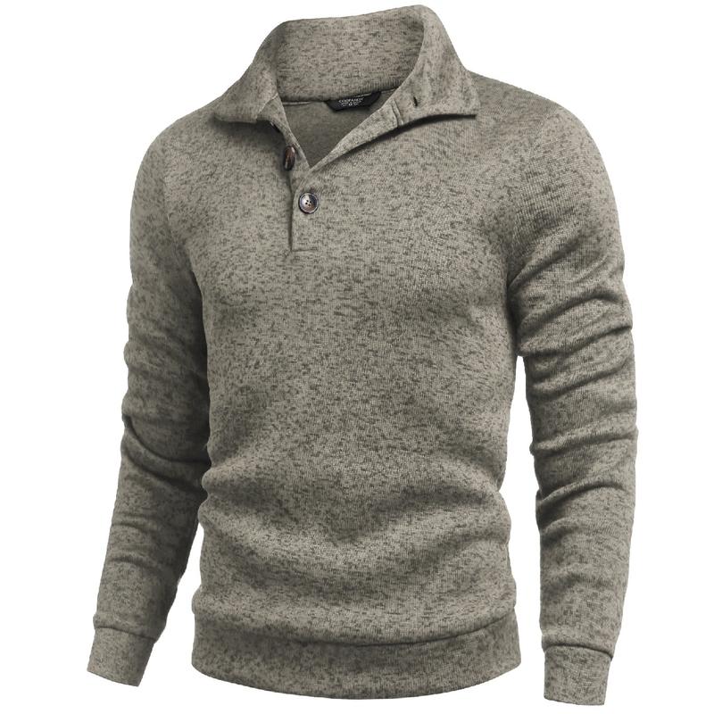 Men's Grey Fitted Long Sleeve Turtleneck Pullover Sweater