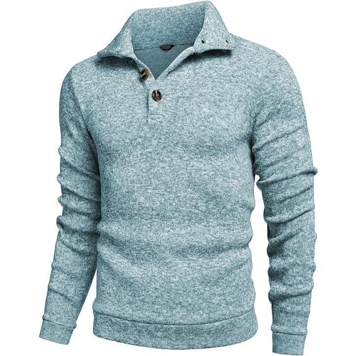 Men's Grey Fitted Long Sleeve Turtleneck Pullover Sweater