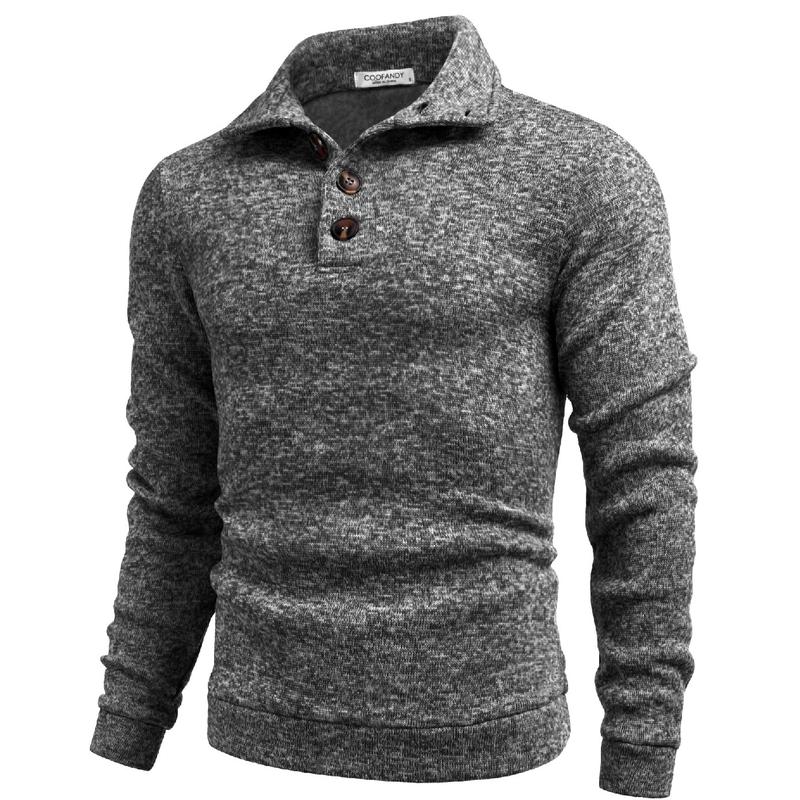 Men's Grey Fitted Long Sleeve Turtleneck Pullover Sweater