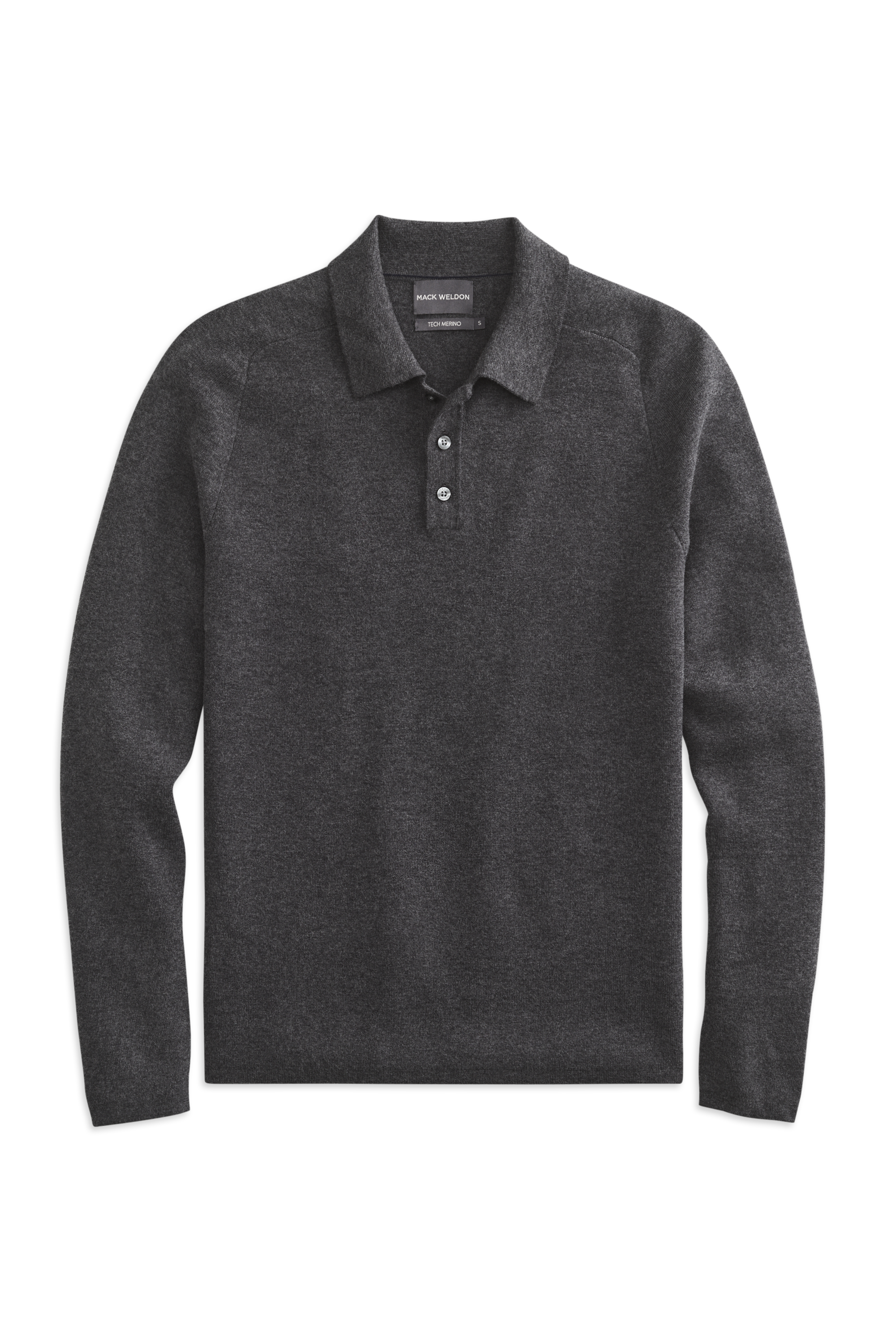 Charcoal Heather | Front view of Tech Merino Sweater Polo in Charcoal Heather