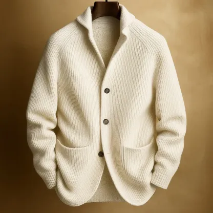 Men's Ribbed Wool Cardigan