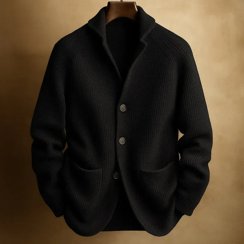 Men's Ribbed Wool Cardigan
