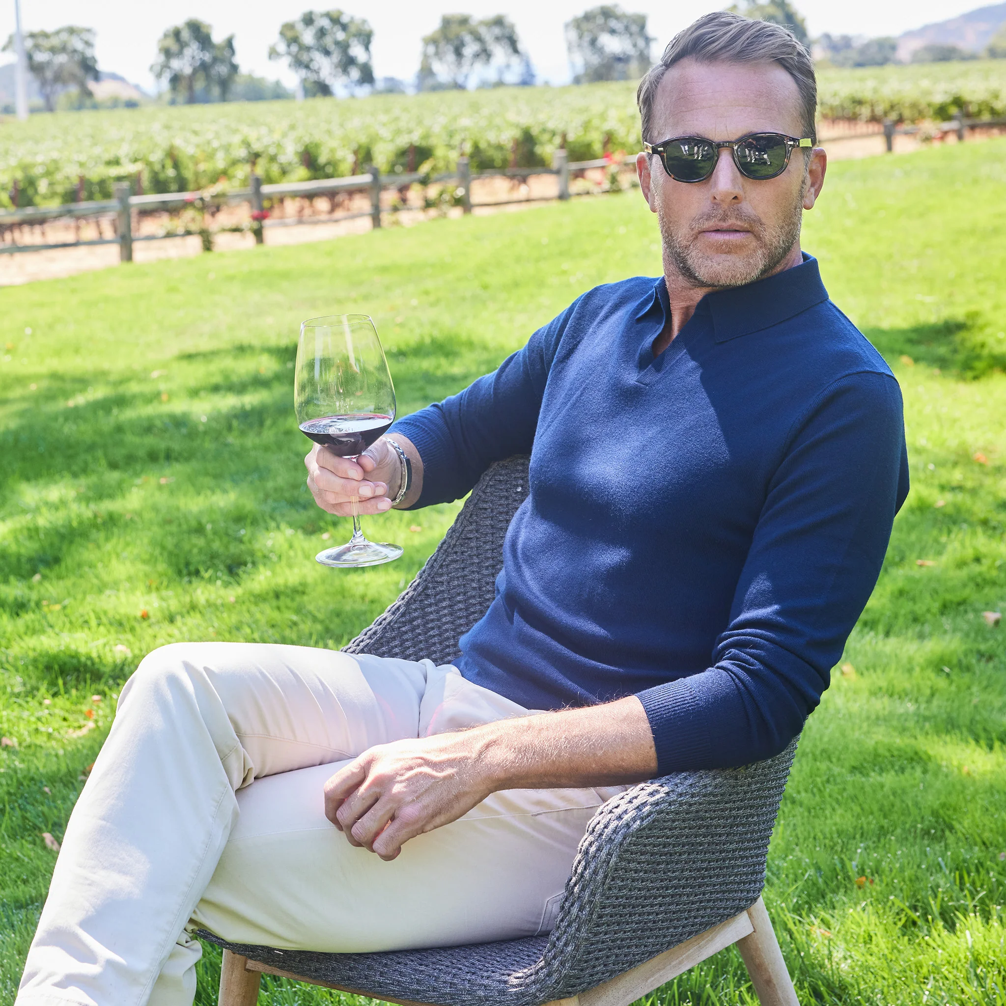 Bellagio Buttonless Long Sleeve Merino Polo Grey