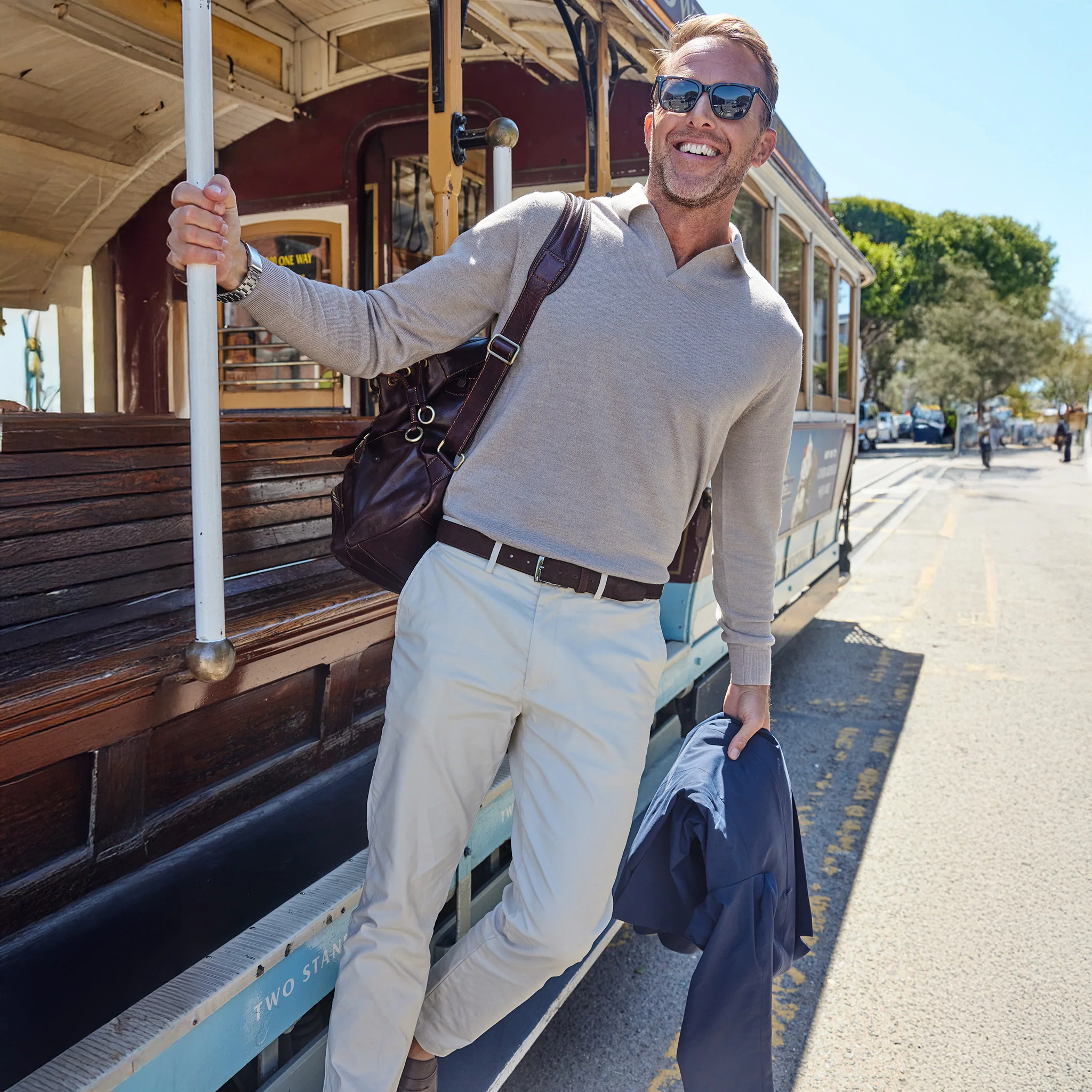 Bellagio Buttonless Long Sleeve Merino Polo Grey