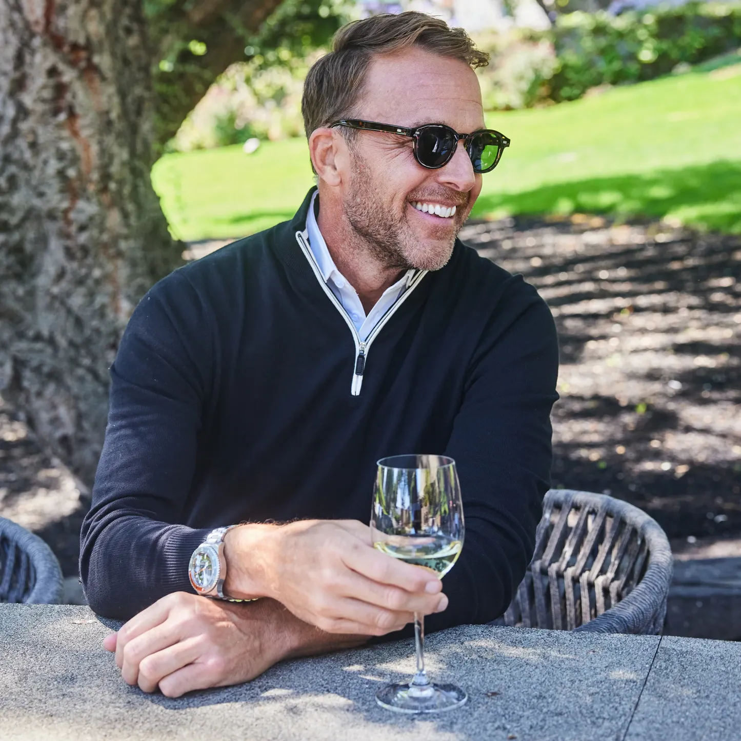 Cream with Brown Suede Trim Luxury Touch Cotton and Cashmere Quarter Zip Sweater