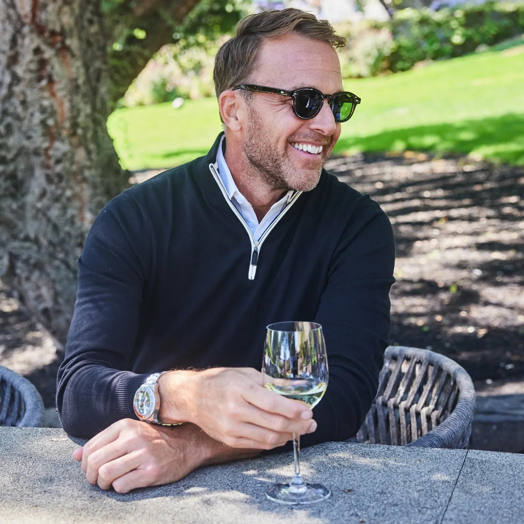 Cream with Brown Suede Trim Luxury Touch Cotton and Cashmere Quarter Zip Sweater