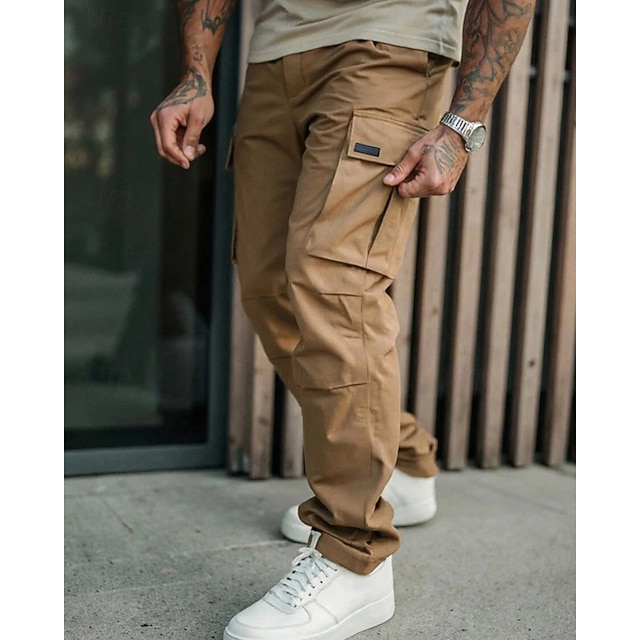 Men's Cargo Pants Trousers Multi Pocket Flap Pocket Plain