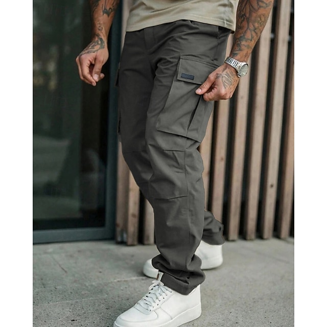 Men's Cargo Pants Trousers Multi Pocket Flap Pocket Plain