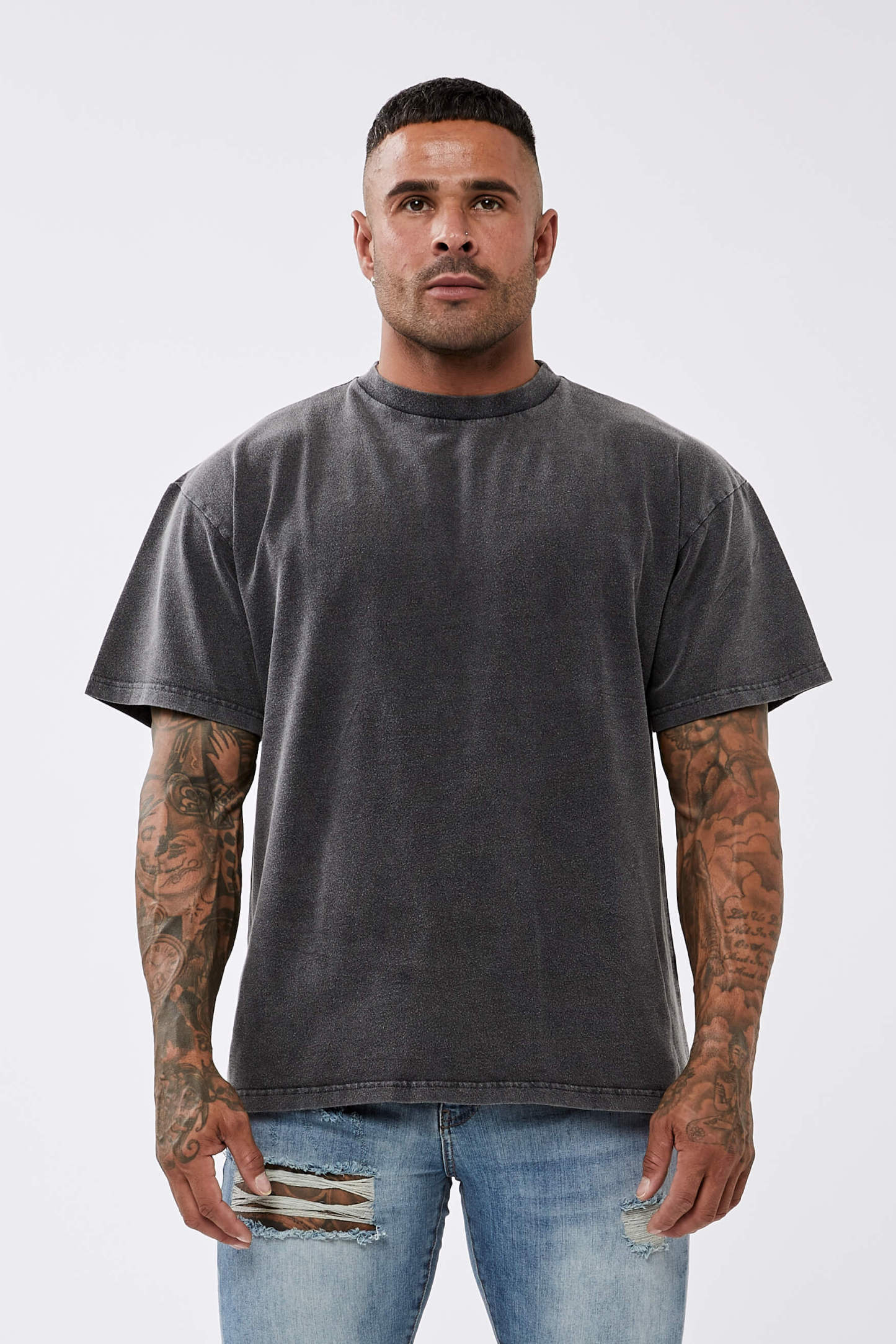 BASICS OVERSIZED T-SHIRT - WASHED GREY