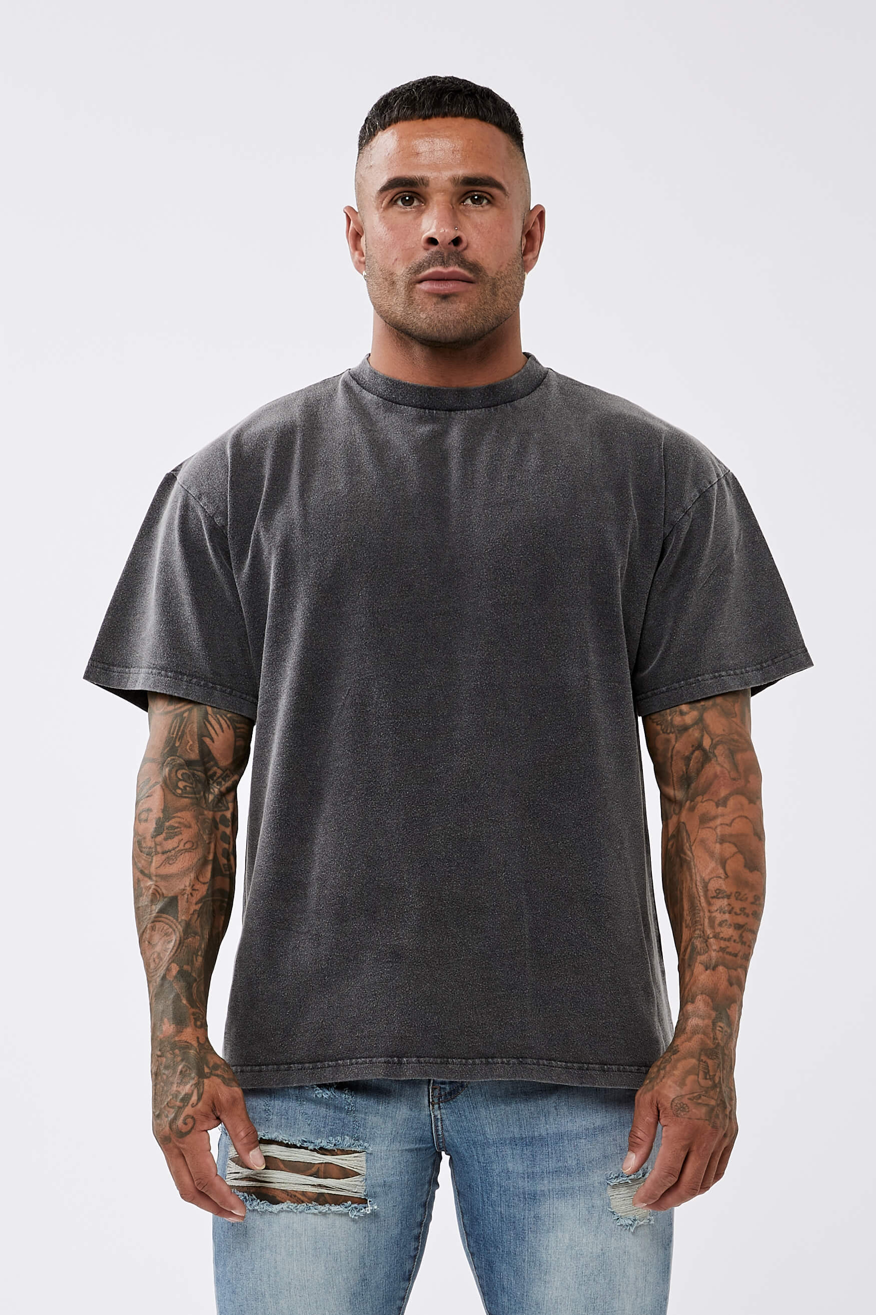 BASICS OVERSIZED T-SHIRT - WASHED GREY