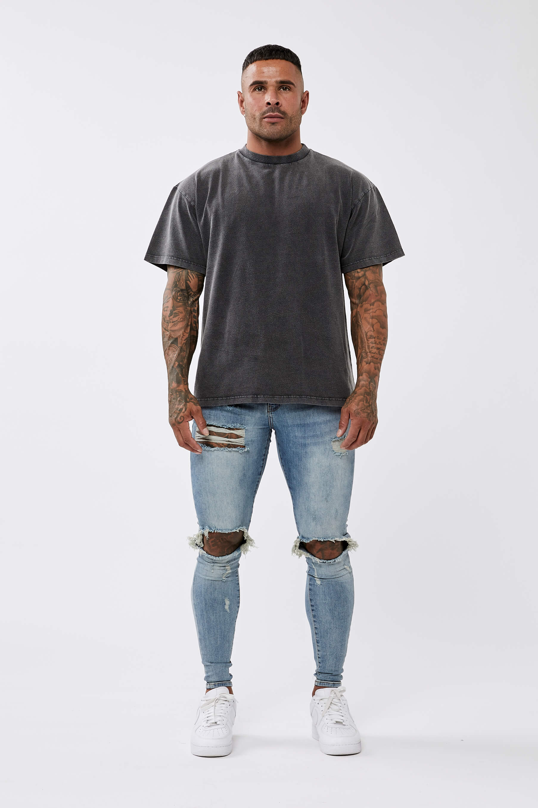 BASICS OVERSIZED T-SHIRT - WASHED GREY