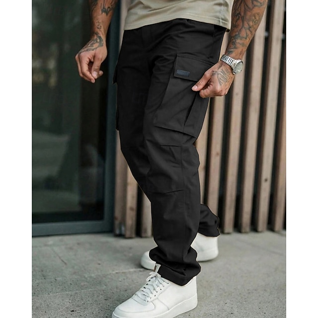 Men's Cargo Pants Trousers Multi Pocket Flap Pocket Plain