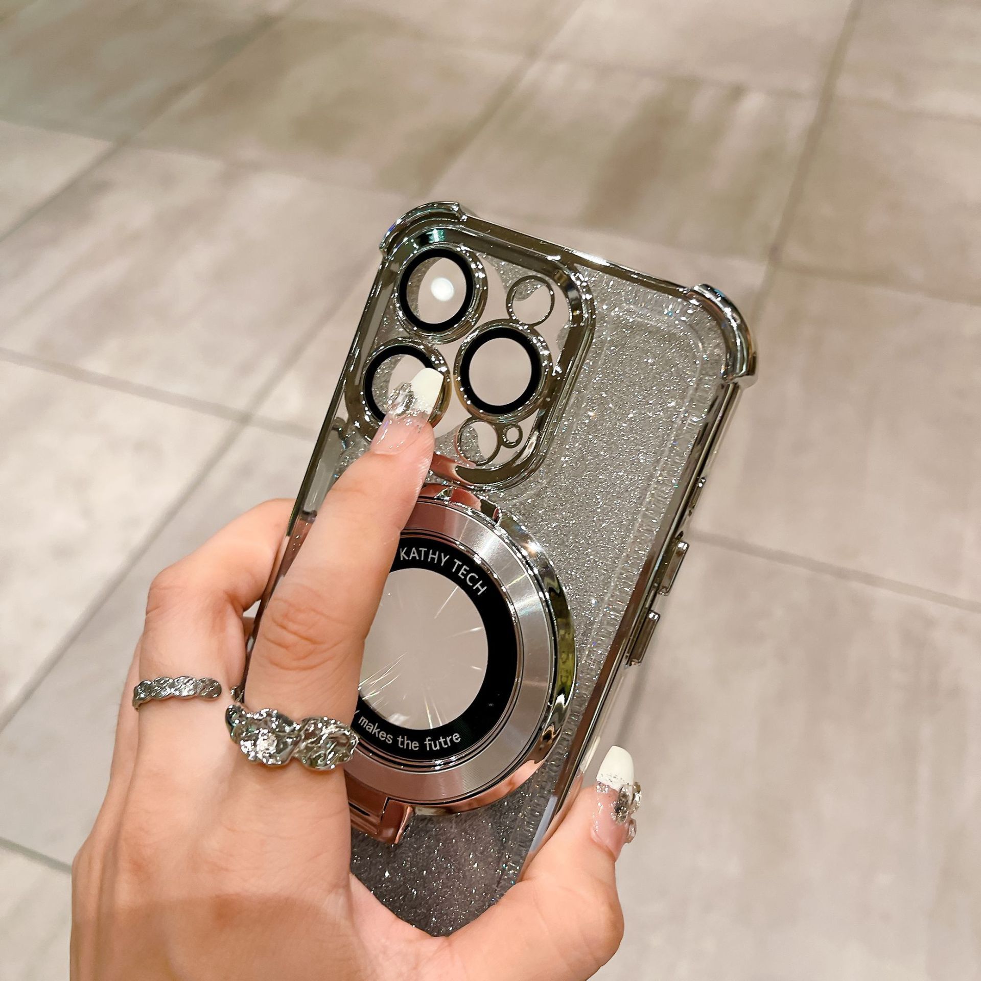 Vhodné pro iPhone galvanické třpytky čtyři rohy proti pádu pouzdro na telefon Apple