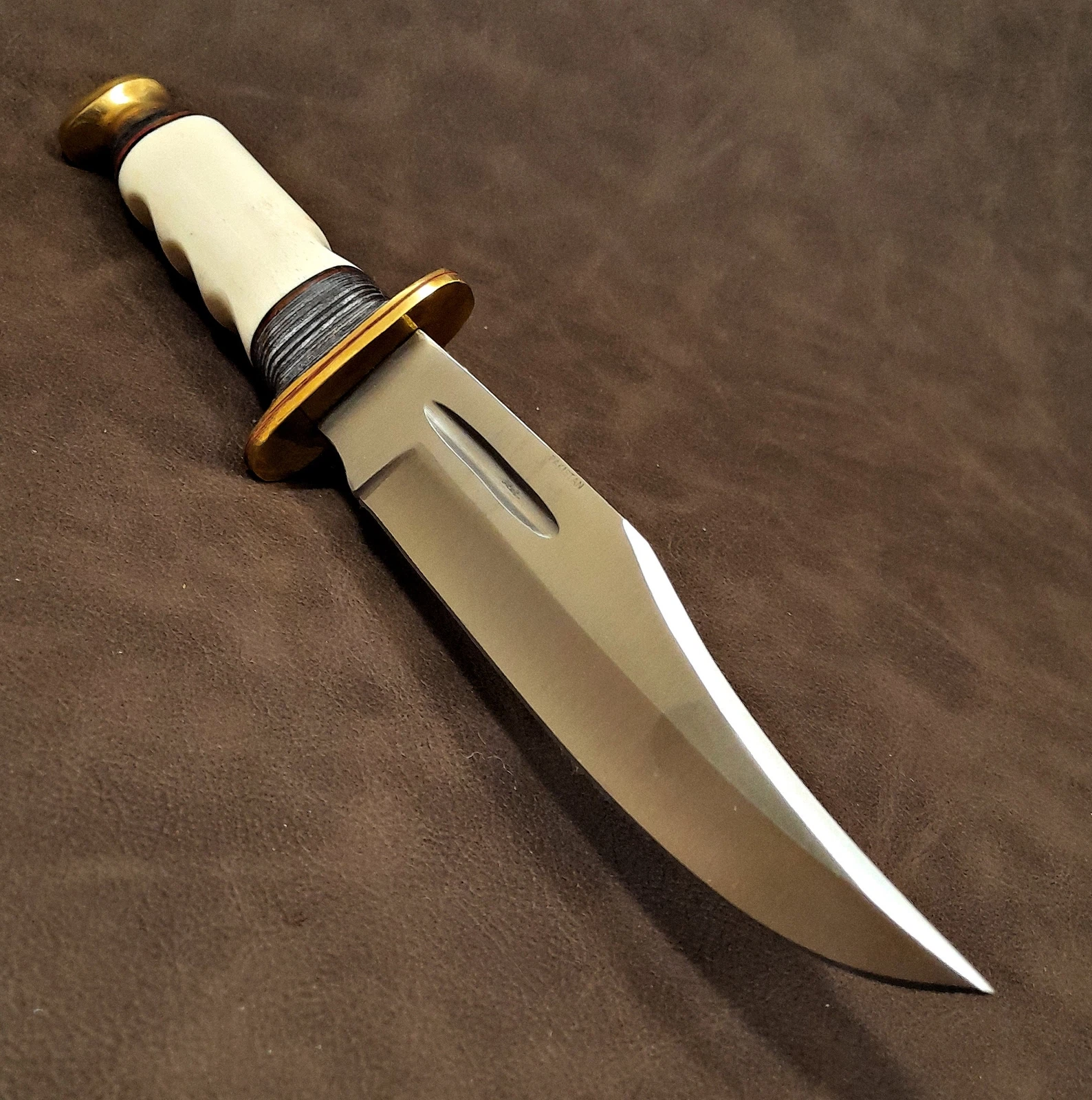 11,25" nôž Bowie Hunter s pevnou čepeľou z pravej kosti