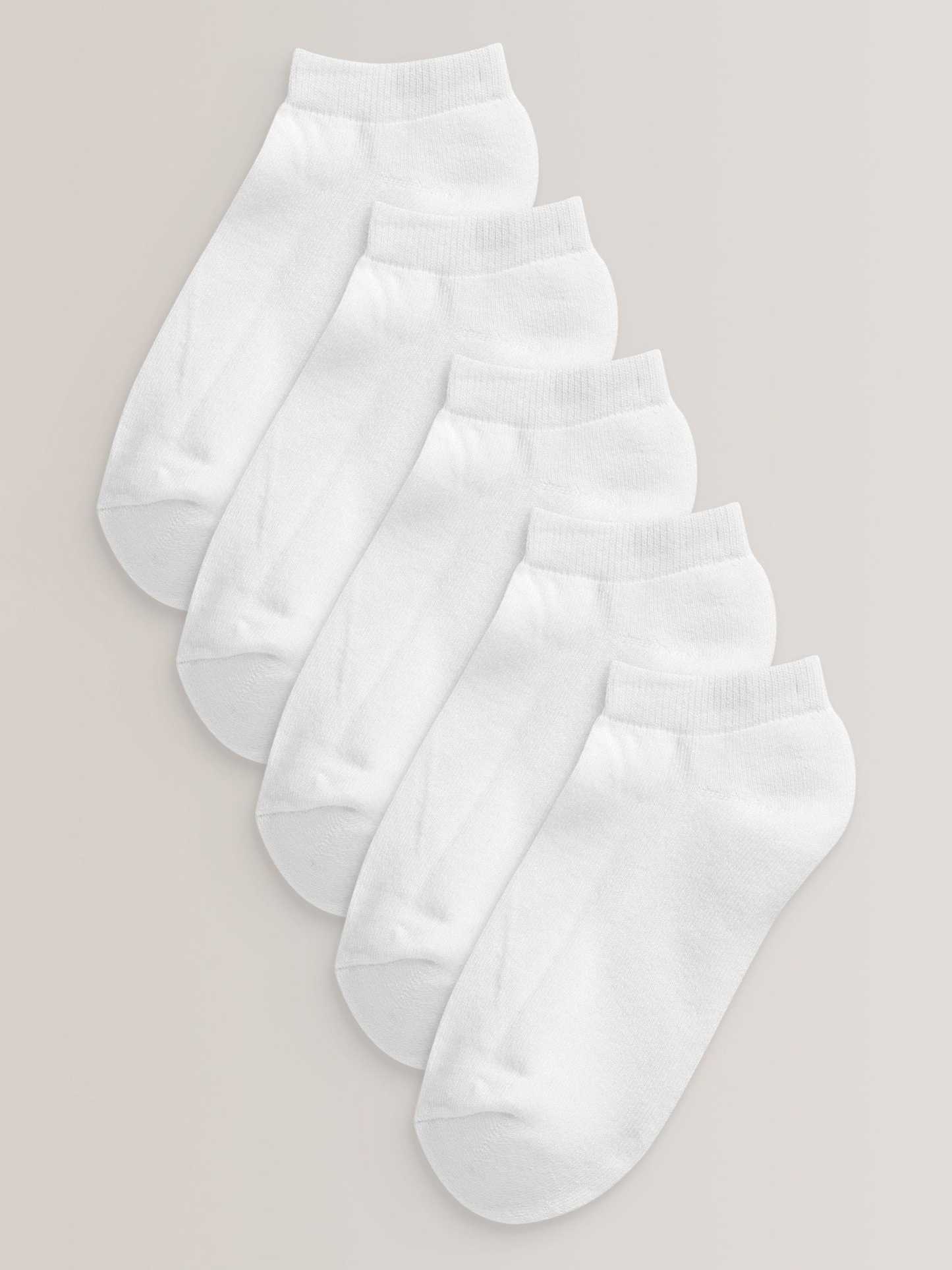5 Pack White Men's Trainer Socks