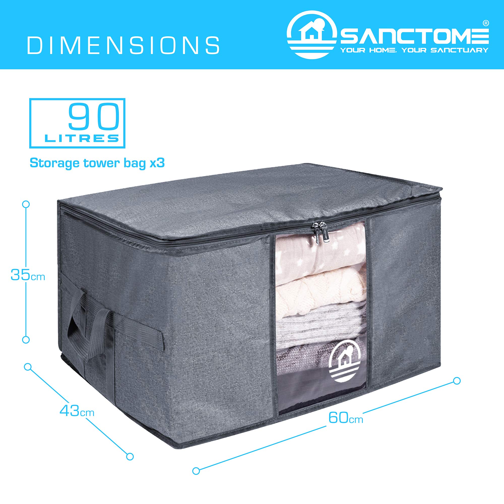 Sanctome 3pk Grey 90L Storage Bag