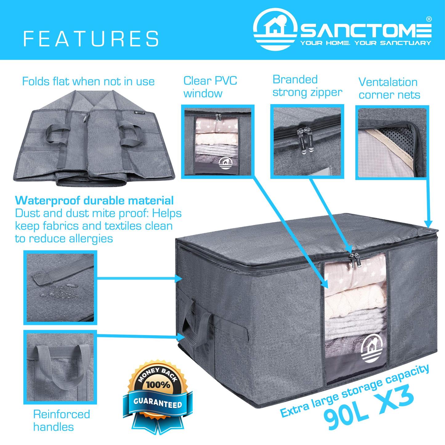 Sanctome 3pk Grey 90L Storage Bag