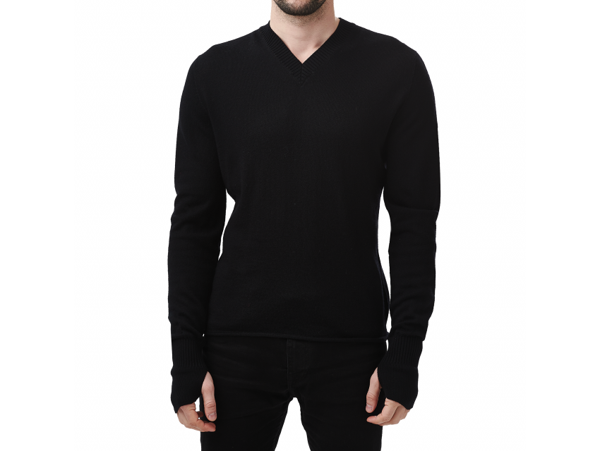 Fox Wilson Men's Firle Merino V-Neck Jumper - Black