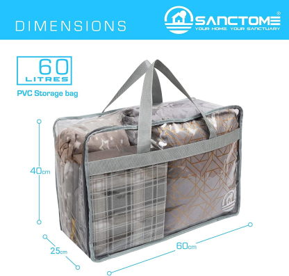 SANCTOME 60L Heavy Duty Waterproof PVC Clear Storage Bag
