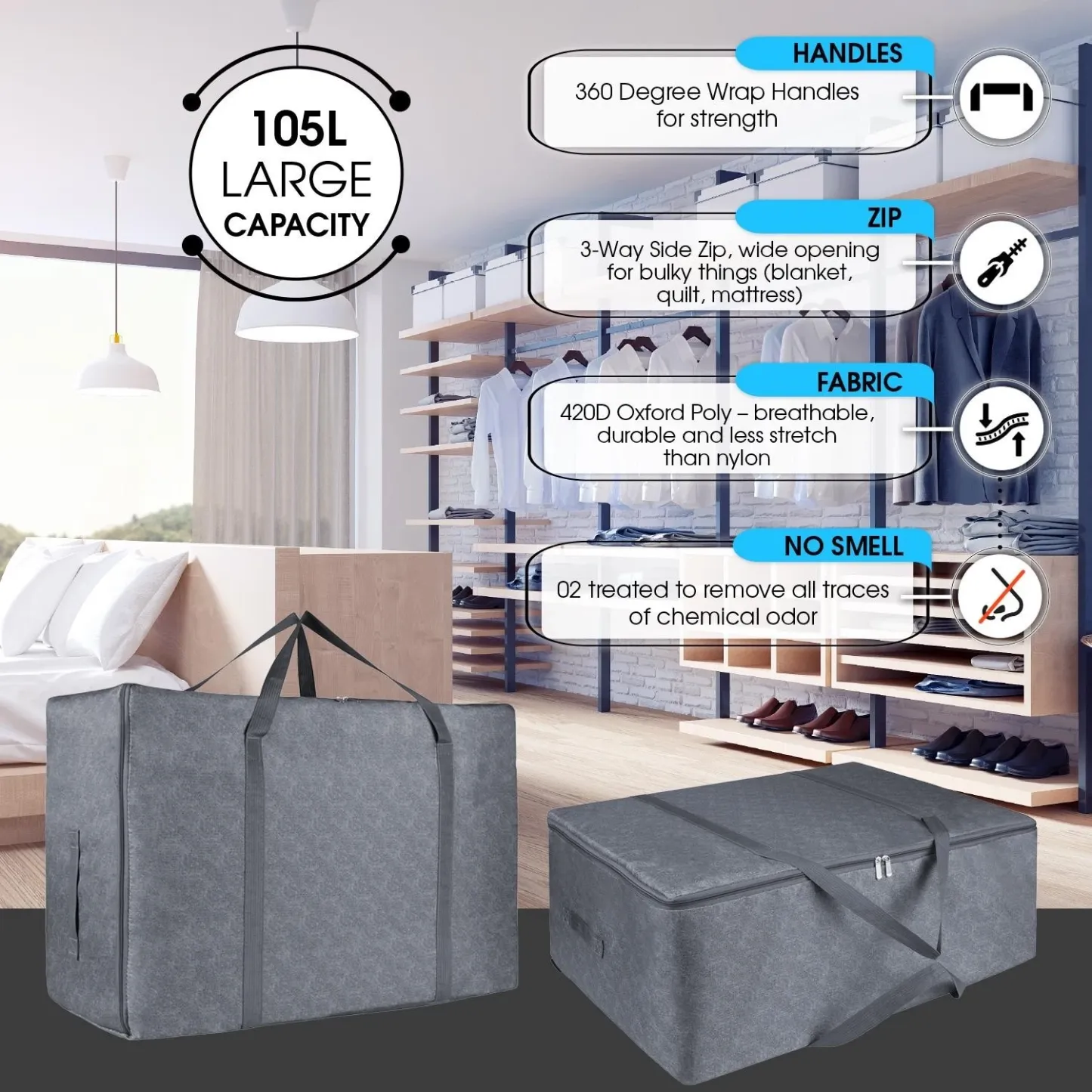 Sanctome Grey 105L Storage Bag