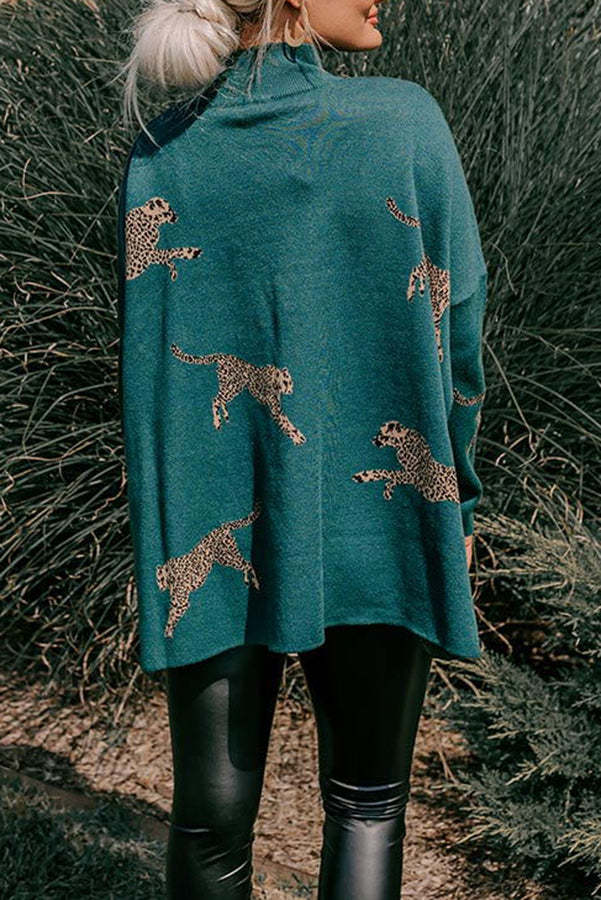 Cozy and Kind Leopard Slit Relaxed Sweatshirt 