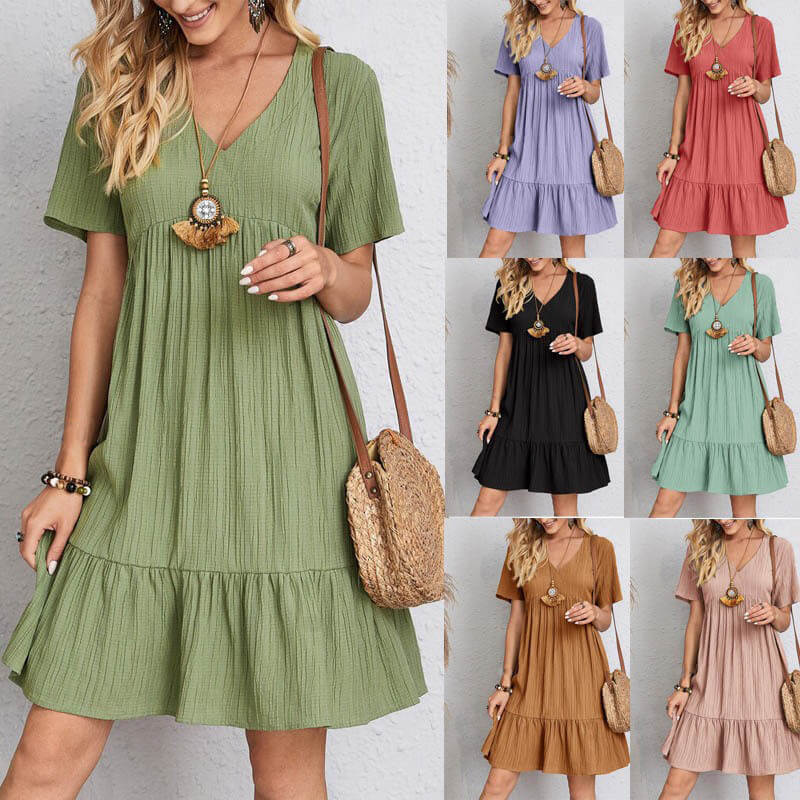 Loose casual tie waist flowy dress