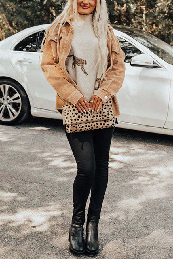 Cozy and Kind Leopard Slit Relaxed Sweatshirt 