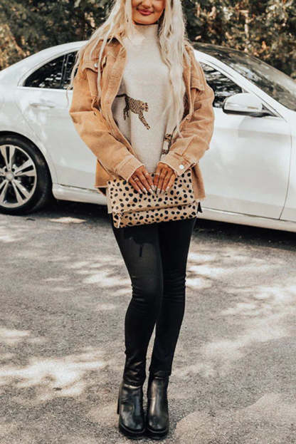 Cozy and Kind Leopard Slit Relaxed Sweatshirt 