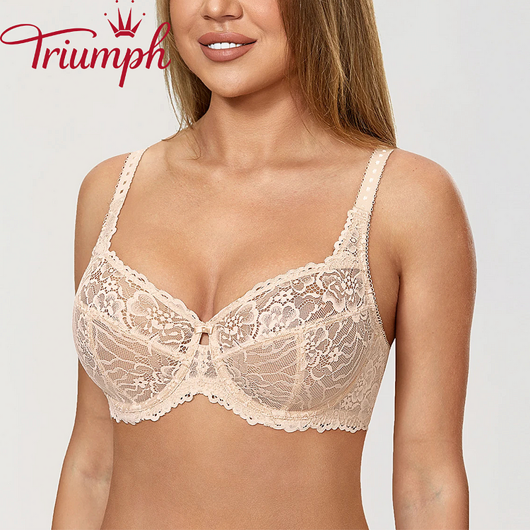 Triumph - (3 sztuki) Seksowny przezroczysty koronkowy biustonosz [75A-110E]