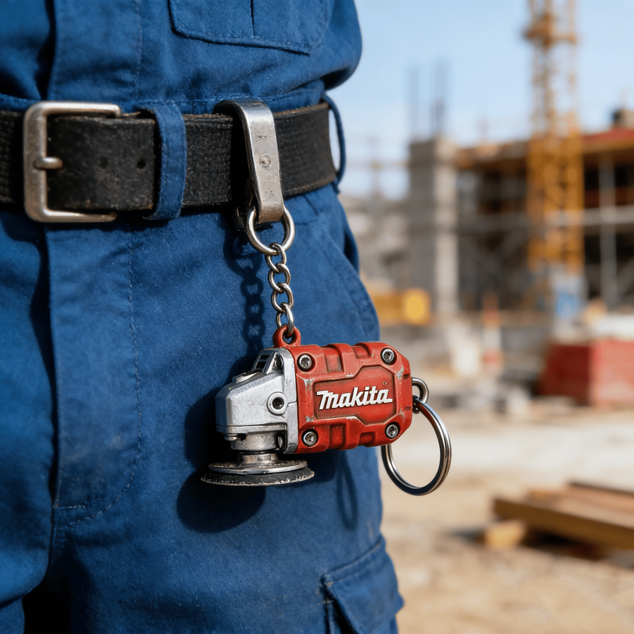 🛠️Privjesak za ključeve 2 u 1 s mini brusilicom inspiriranom Makitom: alat za zaglađivanje u pokretu + kolekcionarski predmet za entuzijaste alata