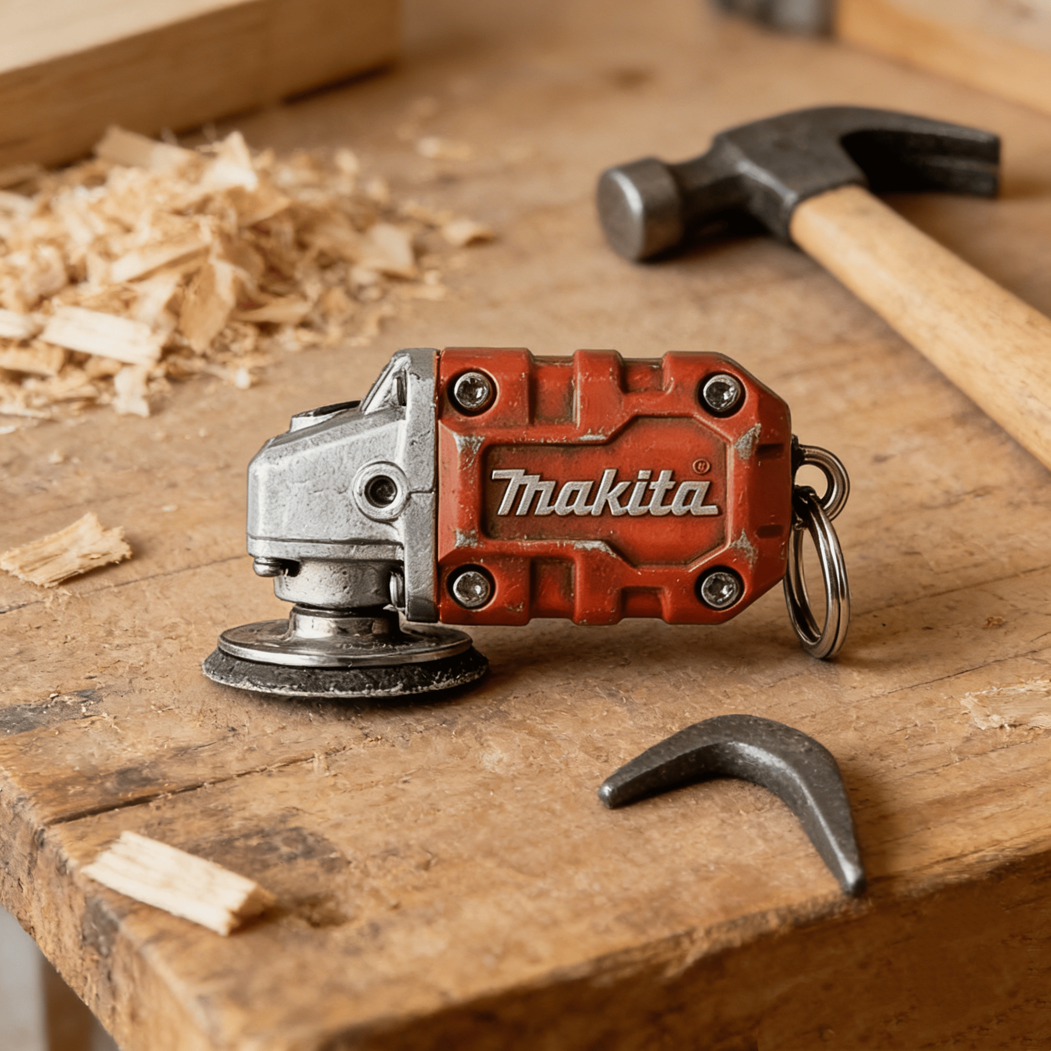 🛠️Privjesak za ključeve 2 u 1 s mini brusilicom inspiriranom Makitom: alat za zaglađivanje u pokretu + kolekcionarski predmet za entuzijaste alata