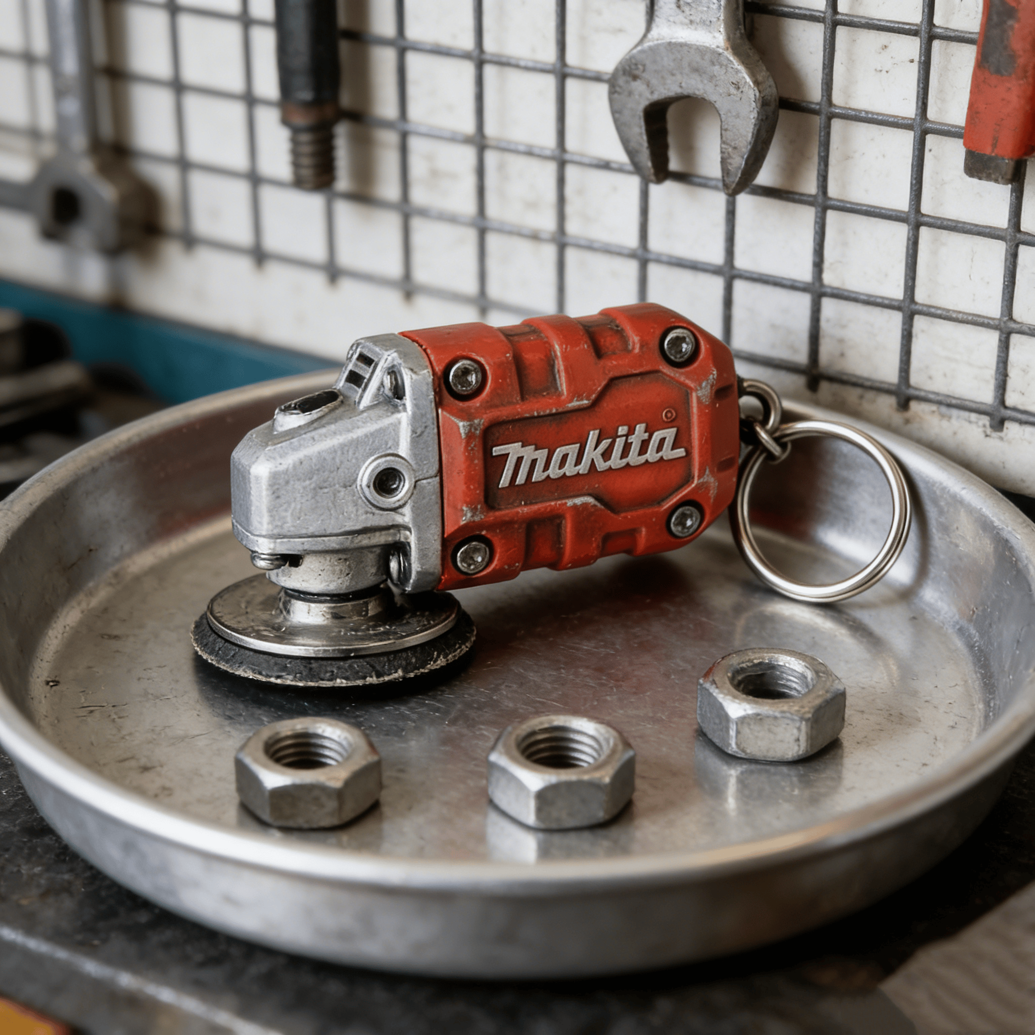 🛠️Privjesak za ključeve 2 u 1 s mini brusilicom inspiriranom Makitom: alat za zaglađivanje u pokretu + kolekcionarski predmet za entuzijaste alata