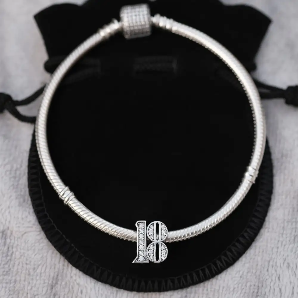 18th Birthday Charm S925 Sterling Silver Charms fits Pandora Bracelets 