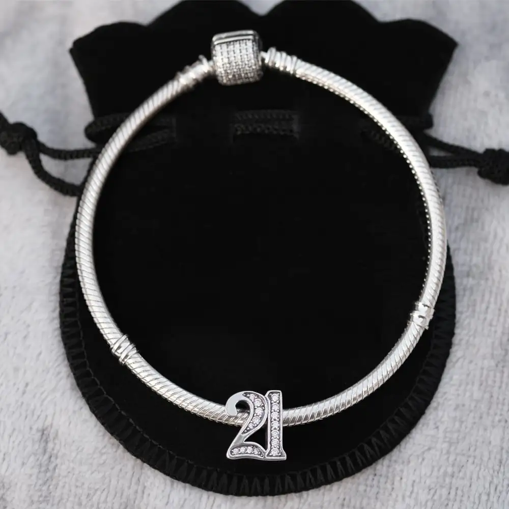 21st Birthday Charm S925 Sterling Silver Charms fits Pandora Bracelets 