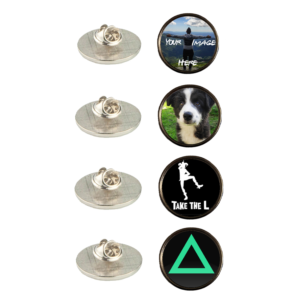 Personalised Badge Round Metal Lapel Pin With Butterfly Clutch Clasp