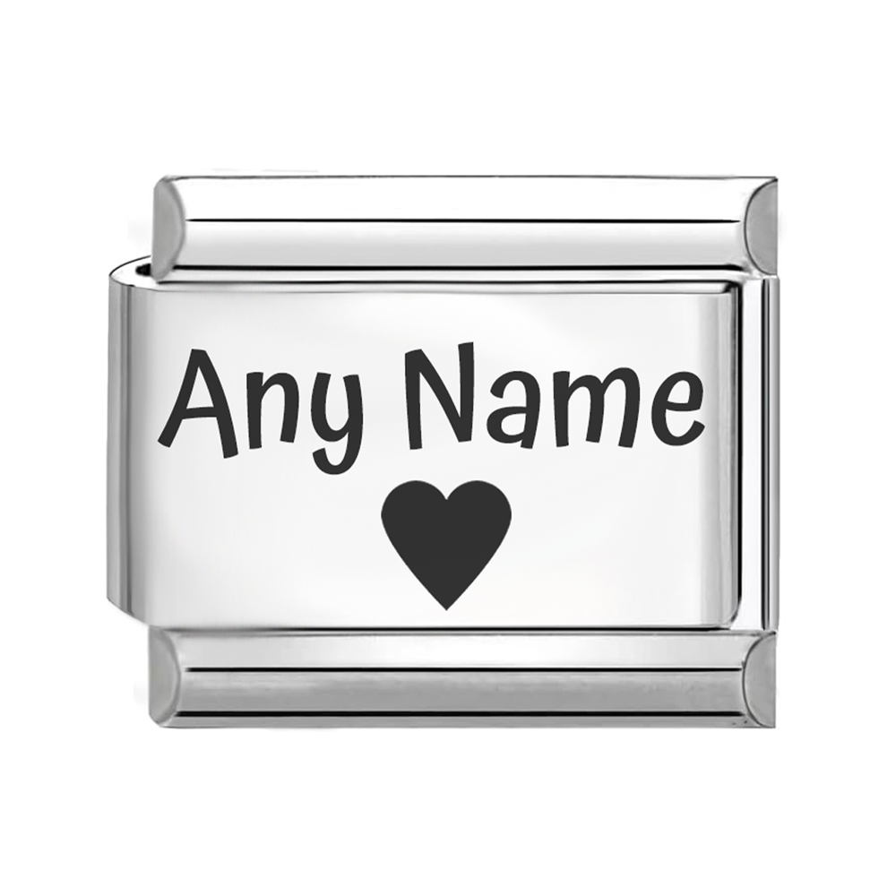 Any Name Personalised Custom Engraved Italian Charm Fits All 9mm Bracelet Links 