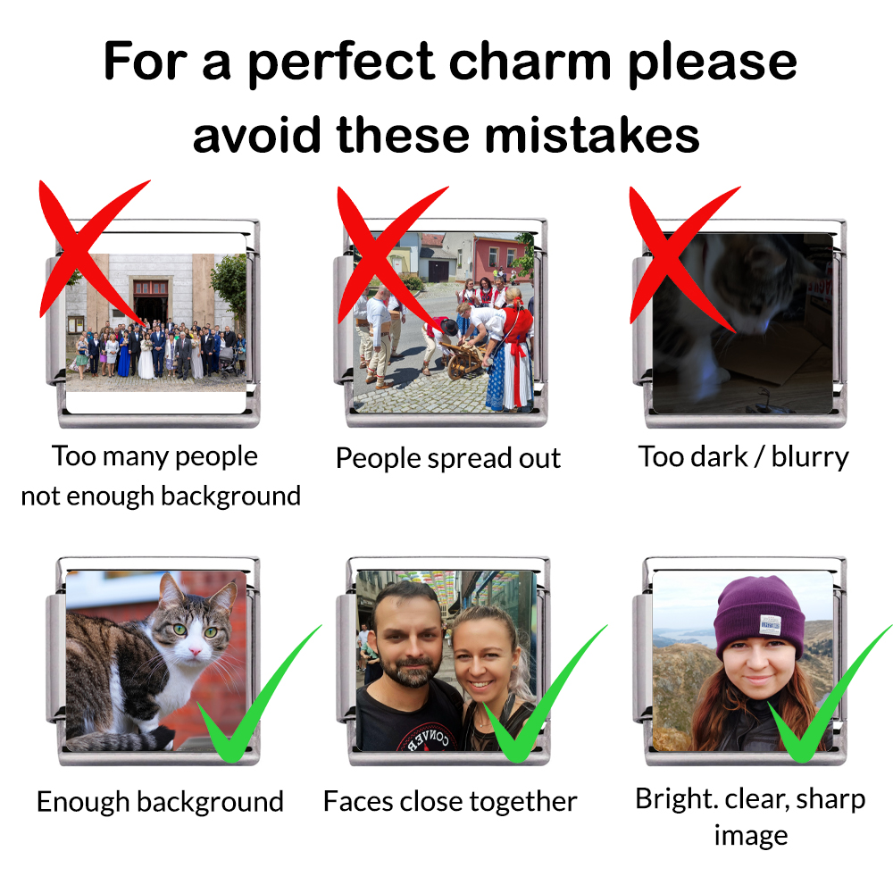 Personalised DOG Photo Charm Link fits all classic 9mm Italian style Bracelets 