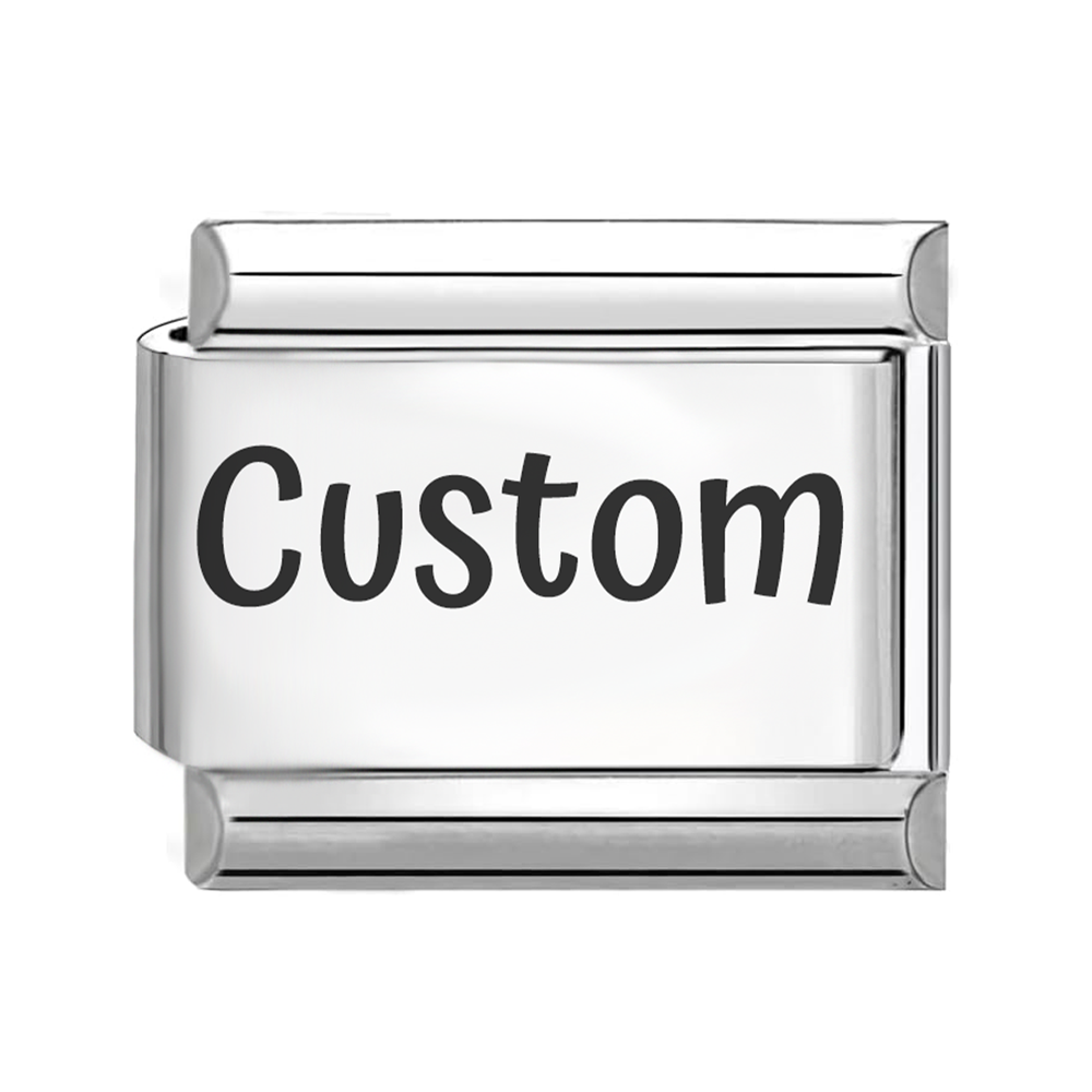 Custom Personalised Custom Engraved Italian Charm Fits All 9mm Bracelet Links 
