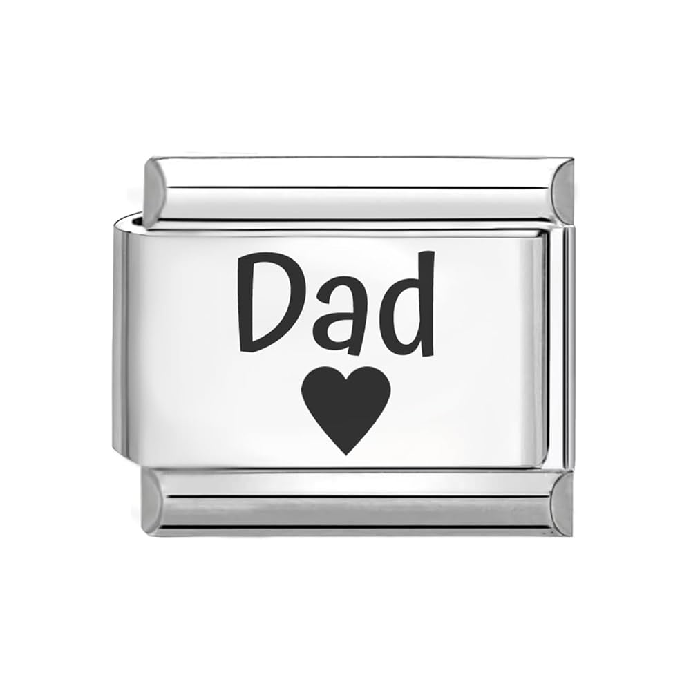 Dad Engraved Italian Charm Fits All 9mm Bracelet Links 
