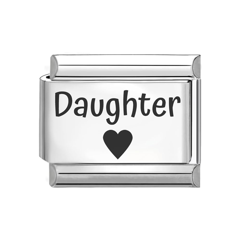 Daughter Engraved Italian Charm Fits All 9mm Bracelet Links 