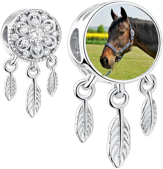Dream Catcher Round Personalised S925 Sterling Silver Photo Charm
