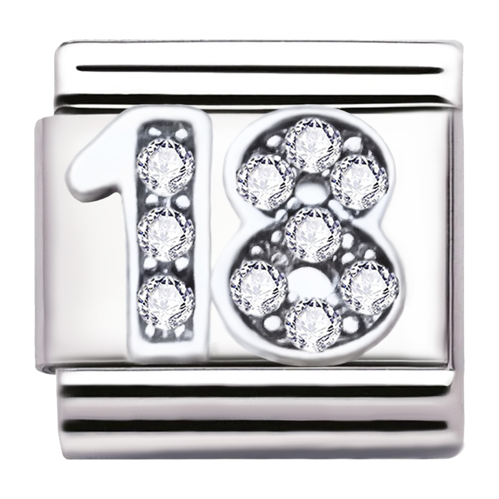 Italian Charm Link Number 18 Birthday Milestones fit 9mm bracelet  